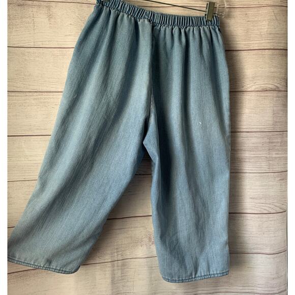 Allison Daley Retro Denim Jean Capris Pull On Button Detail Legs Size 6 Petite - Picture 13 of 16